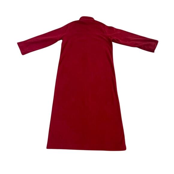 L.L.Bean Red Winter Fleece Robe Two Way Zip Front Size M Reg Pajama Duster Dress - Picture 4 of 16
